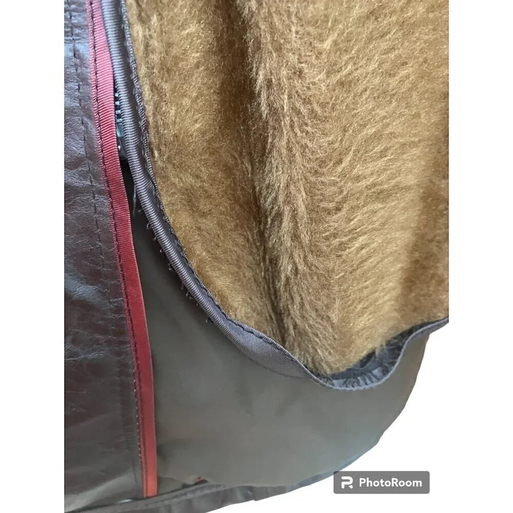Vintage Leather Jacket L Removable Lining Faux Fur Disco Hippie Hipster 70s